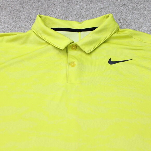 Nike Golf Polo Mens XL Yellow Icon Jacquard Camo Standard Fit Dri-Fit S/S - Picture 5 of 15